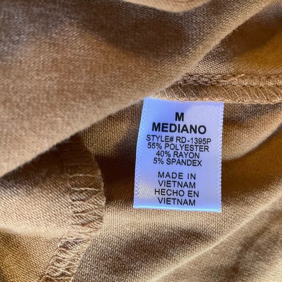 Zenana Premium Women Dress size M Relaxed Fit 3/4 Sleeve Stretchy Crew Neck Tan - Picture 8 of 10